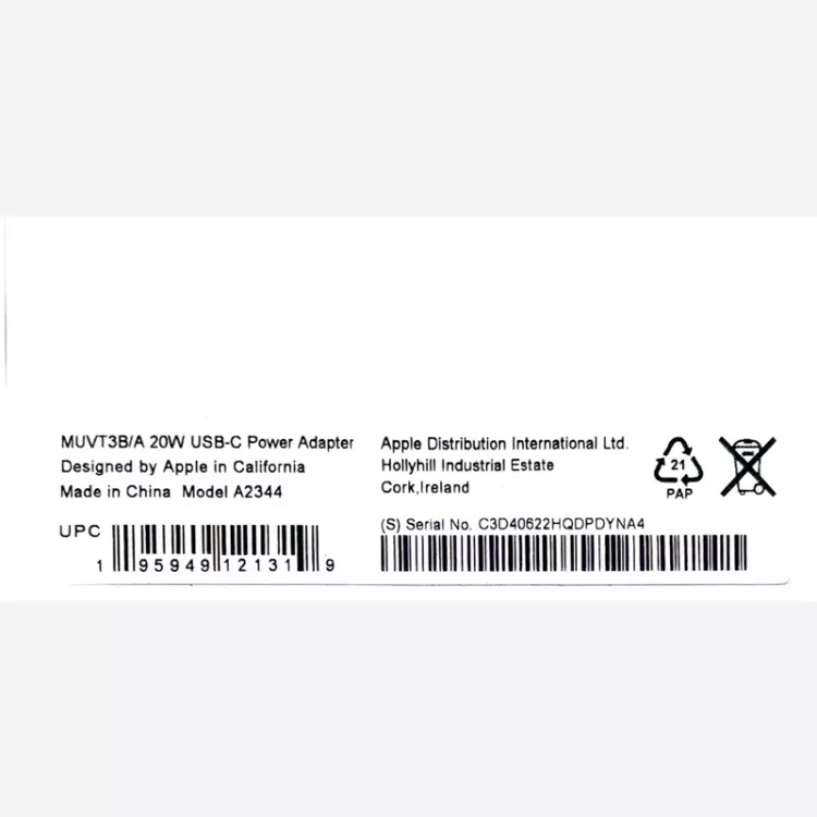 کلگی آیفون مدل(20w Power Adapter) اورجینال