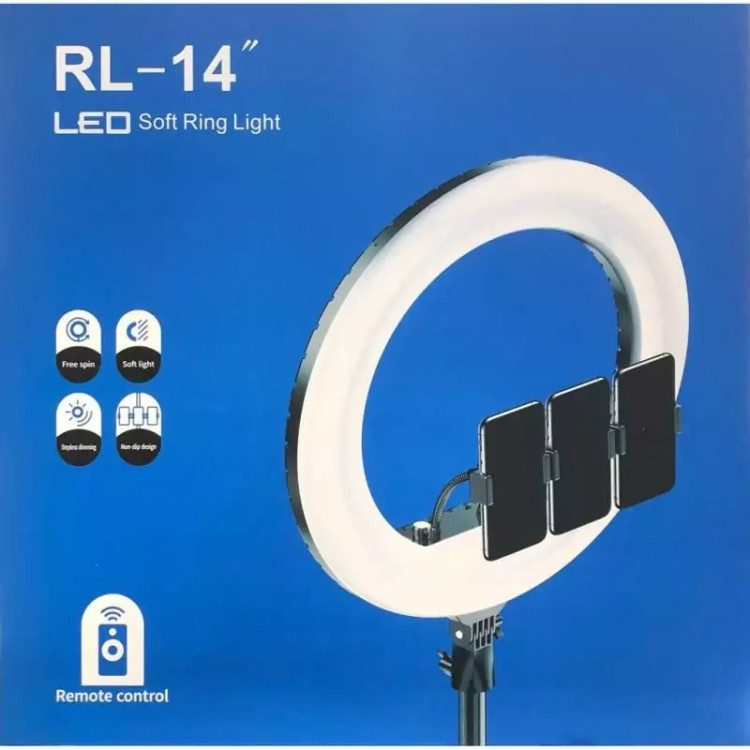 رینگ لایت RL 14 به همراه سه پایه 2 متری و ریموت و سه عدد نگهدارنده موبایل