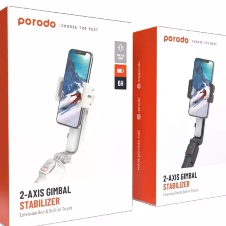 گیمبال و استبلایزر موبایل پرودو Porodo 2-Axis Gimbal Stabilizer PD-ASGMRC دارای سه پایه