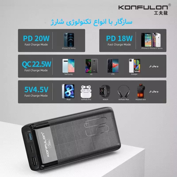 پاور بانک کانفلون 50 هزار میلی آمپر مدل Konfulon A24q