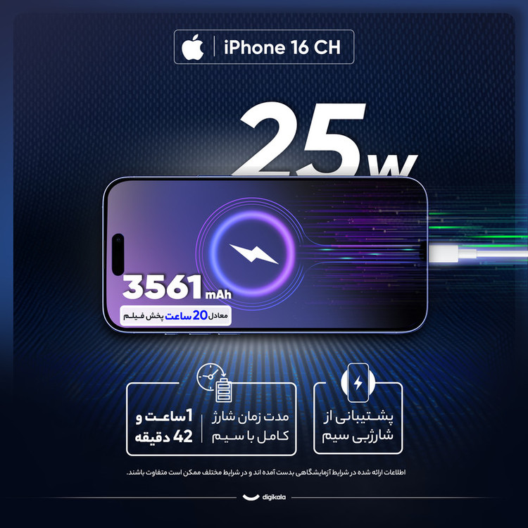گوشی اپل دو سیم iPhone 16 (Not Active) | حافظه 128 گیگابایت