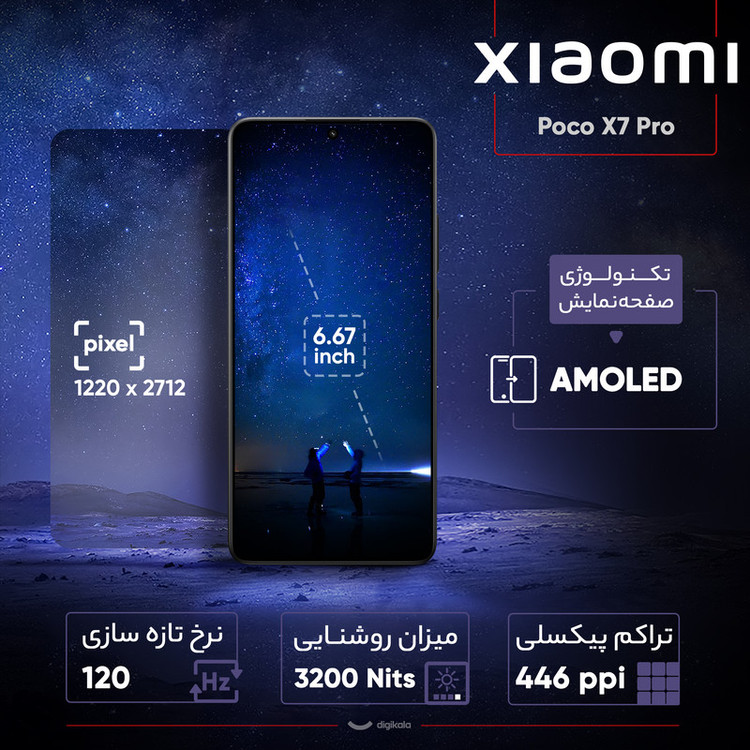 گوشی موبایل شیائومی مدل Poco X7 Pro دو سیم کارت ظرفیت 512 گیگابایت و رم 12 گیگابایت - گلوبال